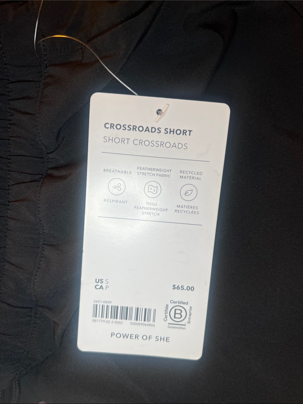 Athleta Crossroads Short Black Featherweight Stretch Size Small NWT - Picture 7 of 13